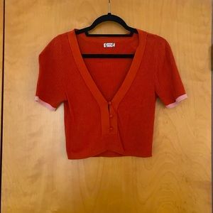 Orange/pink free people cotton top